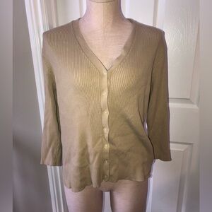 Ralph Lauren Tan Ribbed Button-Up Cardigan size Large